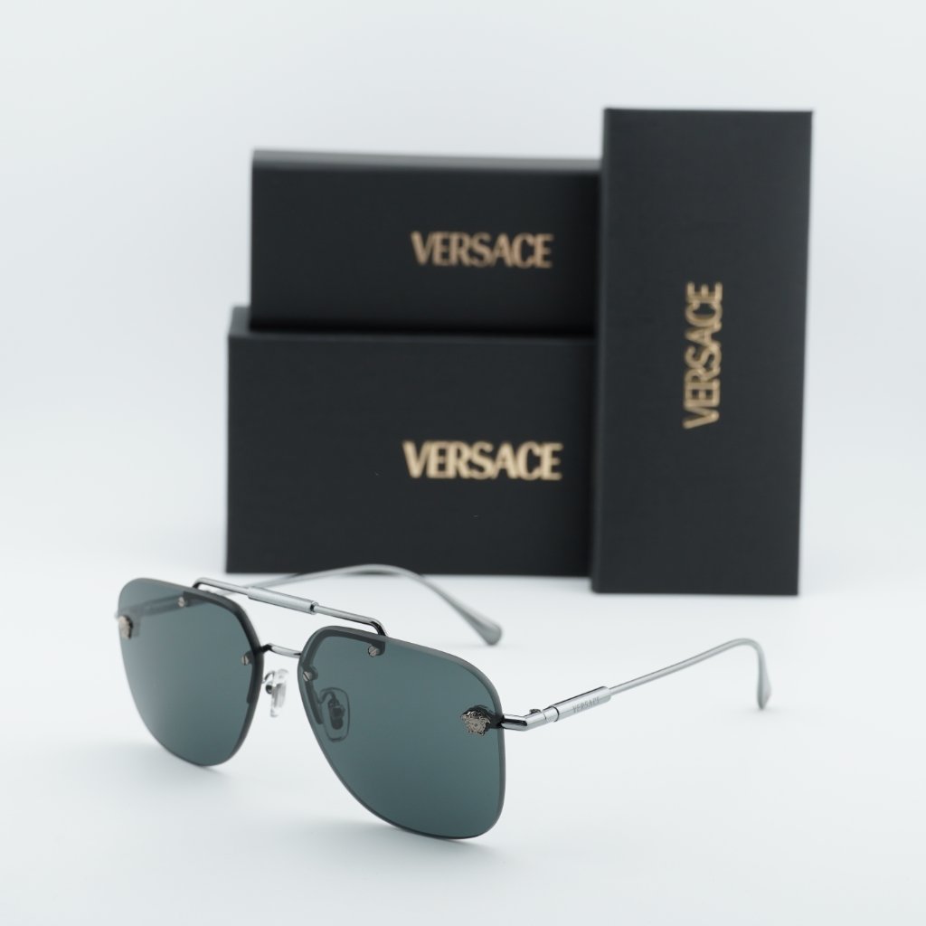 Versace Ve2296 100187 Aviator Sunglasses Gunmetal/Dark Grey